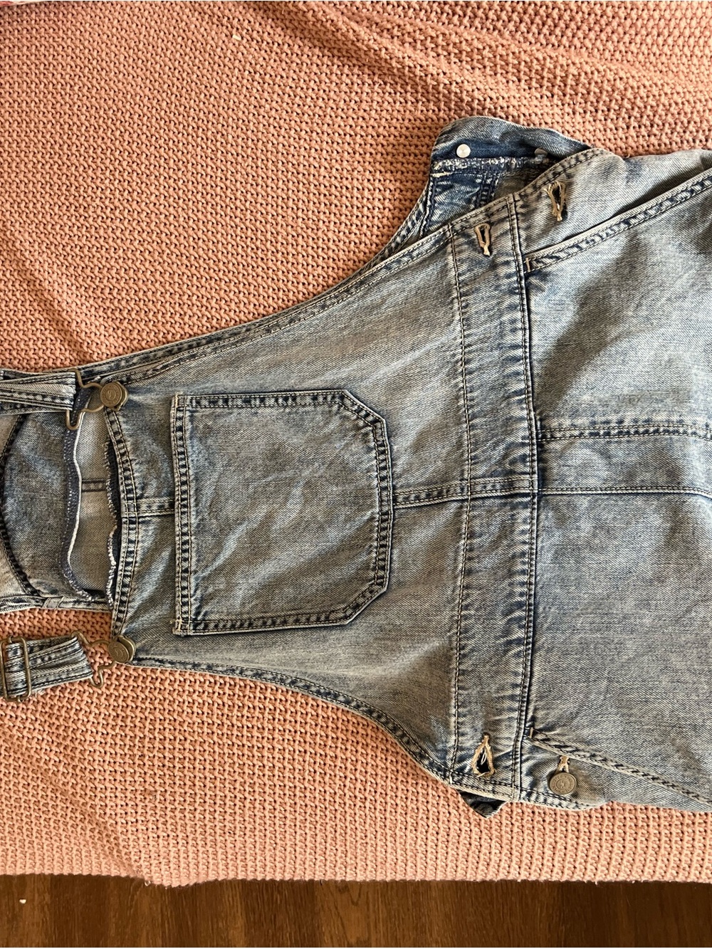 Hollister Light Wash Blue Denim Jean Shorts Overalls